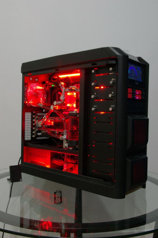 red computer case LED water cooling